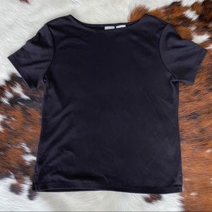 Liz Baker Essentials Black Ribbed Tee